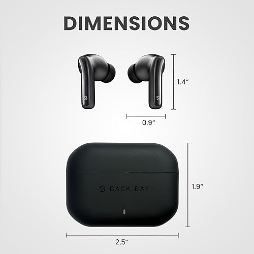 Miniatura 8 de Back Bay Audio Auriculares con cancelación activa de ruido para Android y iPhone - Auriculares Bluetooth 5.4 ANC con modo de transparencia, graves