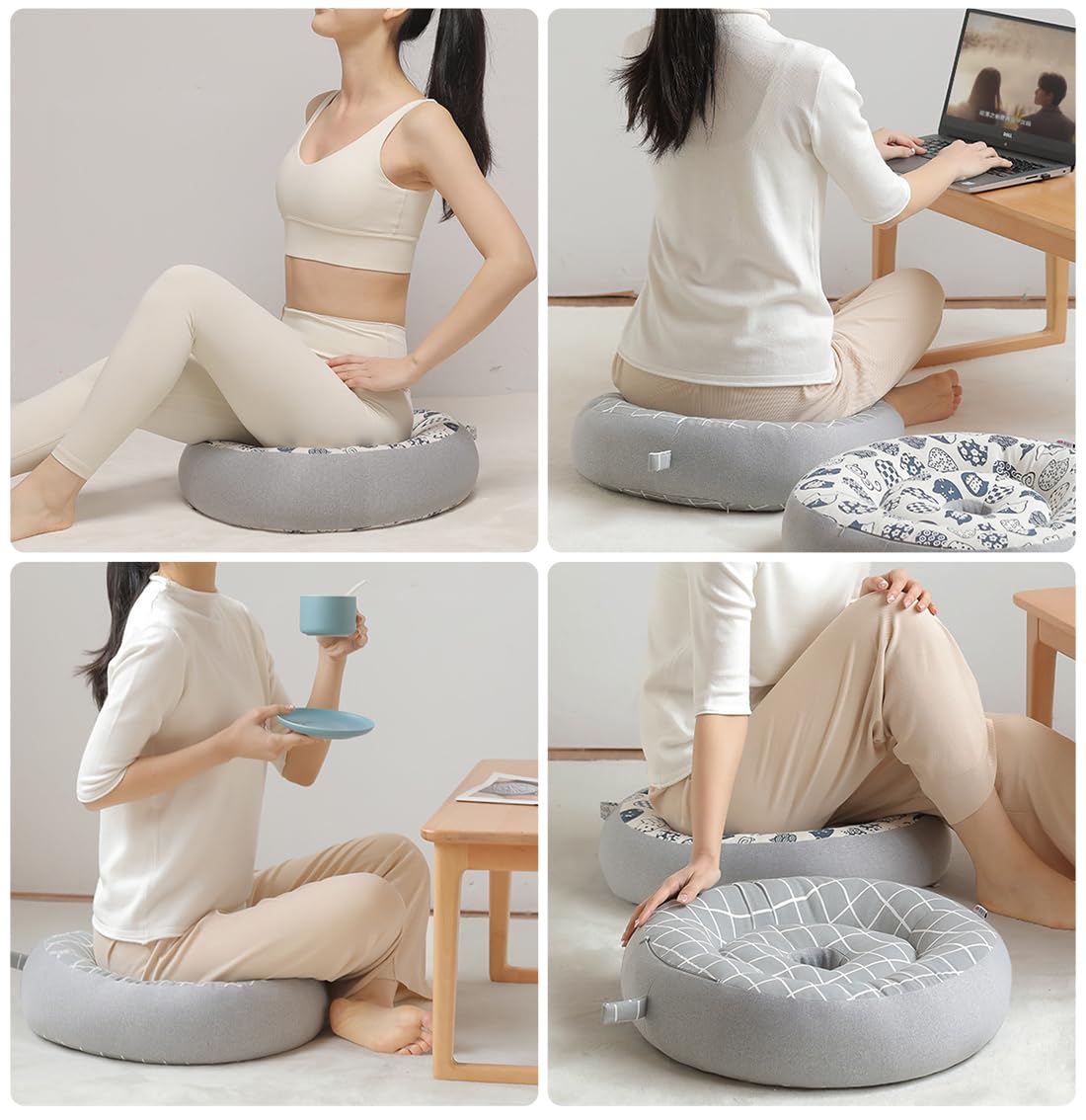 cuscini, Pavimento rotondo for meditazione | Cuscino ergonomico, resistente e morbido | for il sedere con imbottitura in cotone PP spesso for uso interno(45cm(17.7in))