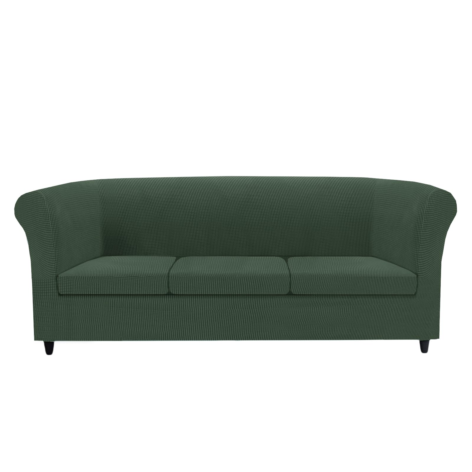 KYJSW Chesterfield Sofa Cover Stretch Jacquard Fabric Couch Slipcover With Armrests Cushion Cover Seat Cover Non-Slip Furniture Protector (Green,SOFA+3 LARGE SEATS)