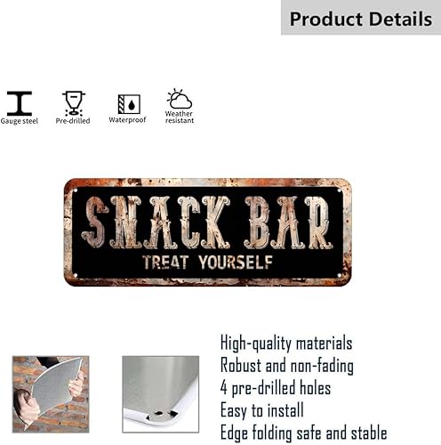 Miniatura 3 de Letreros de metal para snack bar, de 16 x 6 pulgadas, estilo vintage, retro, placa de lata para dormitorio, cocina, jardín, pub, club, café,