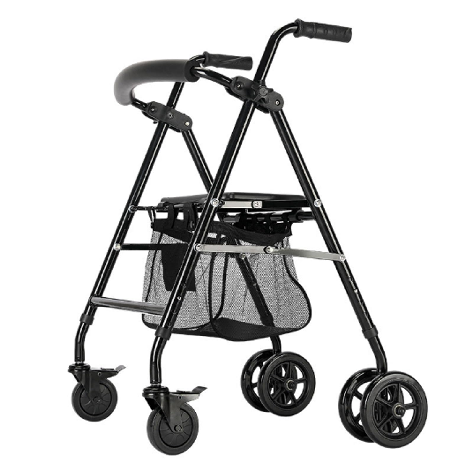Déambulateur 6 roues avec siège souple pliable | Aide à la marche réglable pour seniors