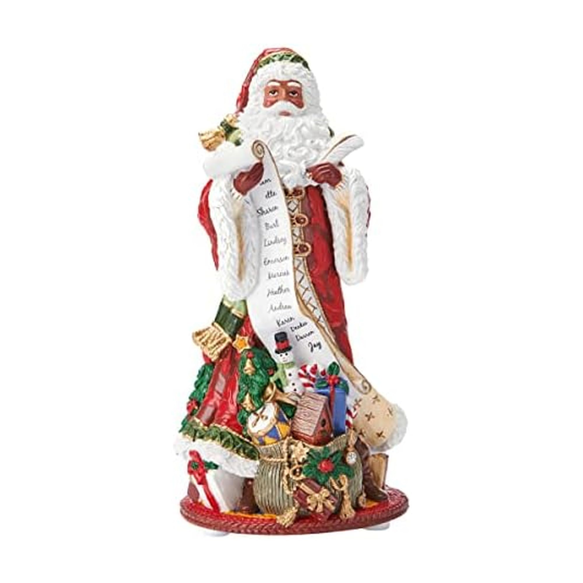 Fitz and Floyd Holiday Home African American Santa Resin Musical Figurine, Multicolored