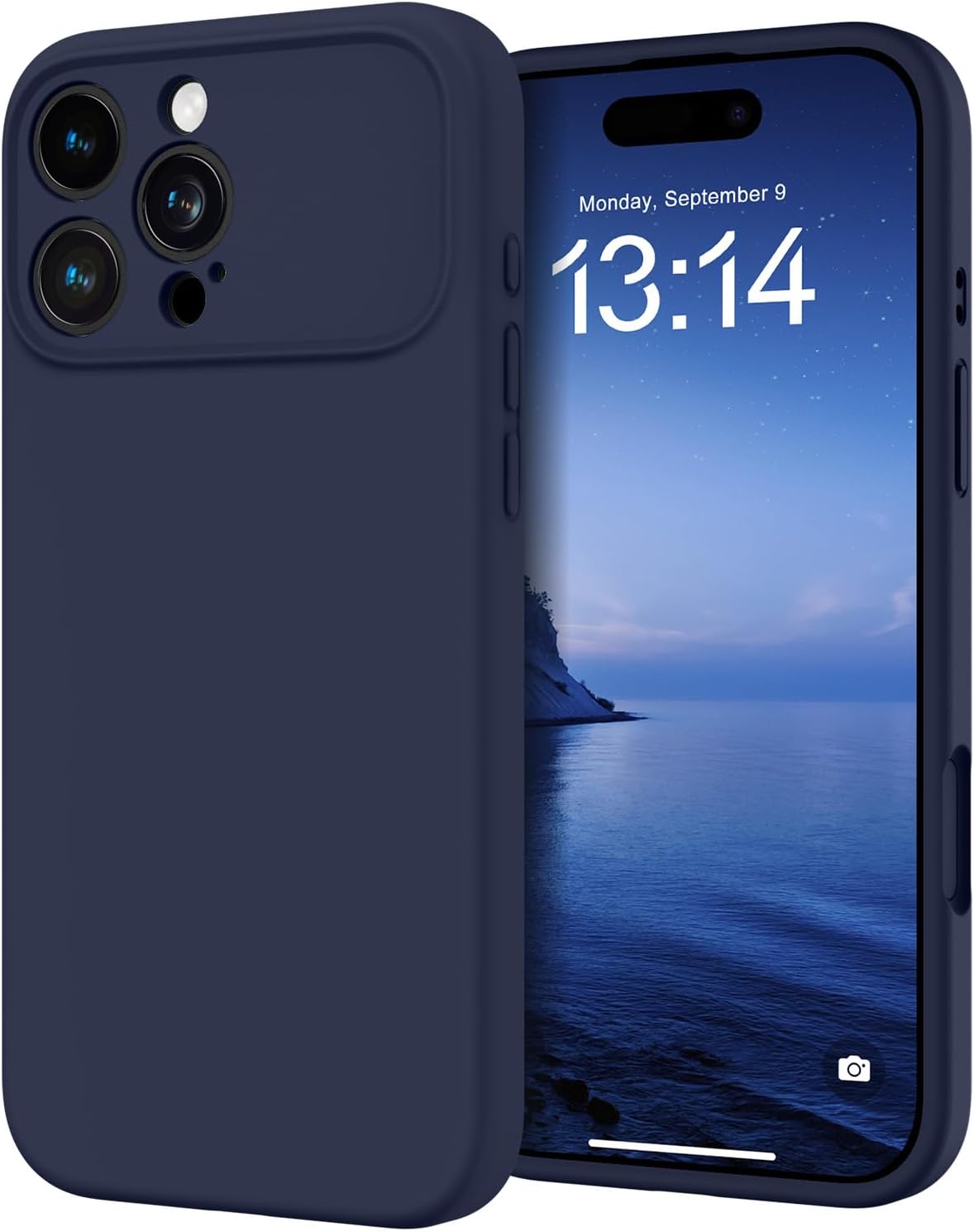 Photo 1 of OTOFLY Silicone for iPhone 16 Pro Case (Upgraded to 17 Design Style)(Soft Gel Rubber Shockproof Phone Case) Anti-Scratch Microfiber Lining- Midnight Blue