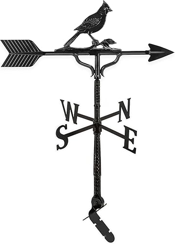 Montague Metal Products Veleta de 32 pulgadas con adorno cardenal negro satinado