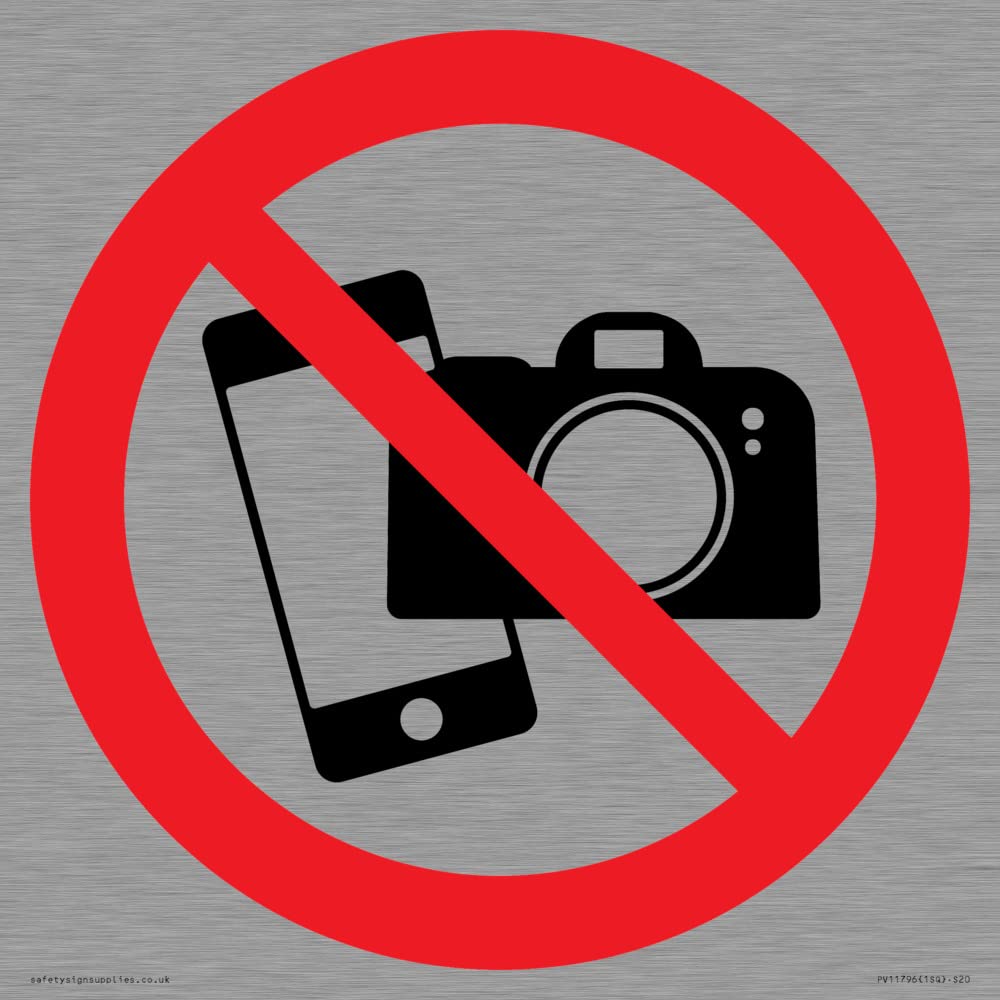 P932 Prohibition: No filming or photography Sign - 200x200mm - S20