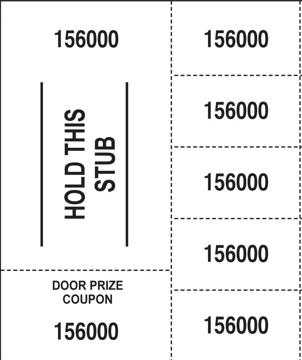 500 White Chinese Auction Tickets: Stub with ”Hold This Stub” - 5 Bid Numbers per Sheet