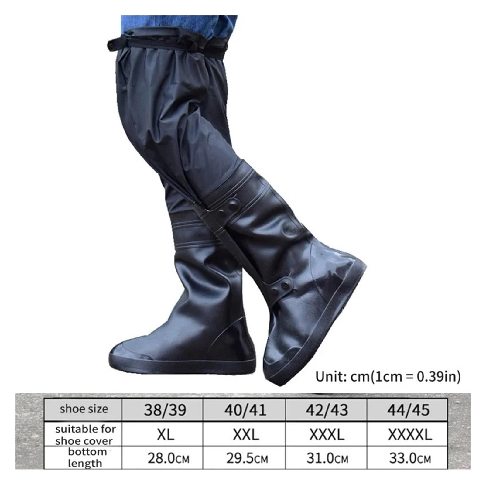 Copriscarpe impermeabili in PVC | Protezione antipioggia nera XL-4XL for la guida: mantiene le scarpe asciutte