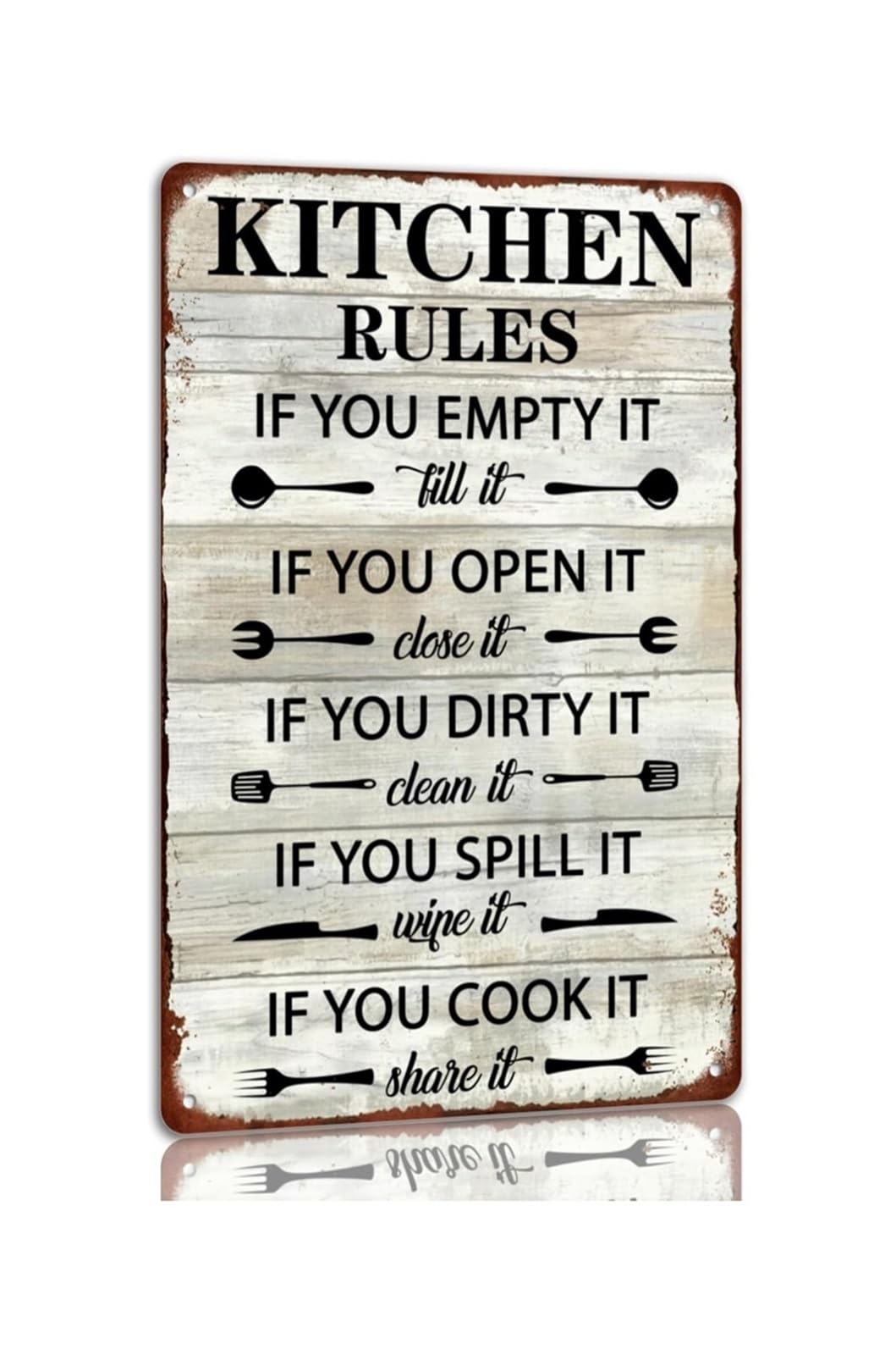 FNYUVNFAF Funny Kitchen Rules Metal Tin Sign Vintage Retro Wall Decor for Home Kitchen Cafe Diner 8 X 12 inch
