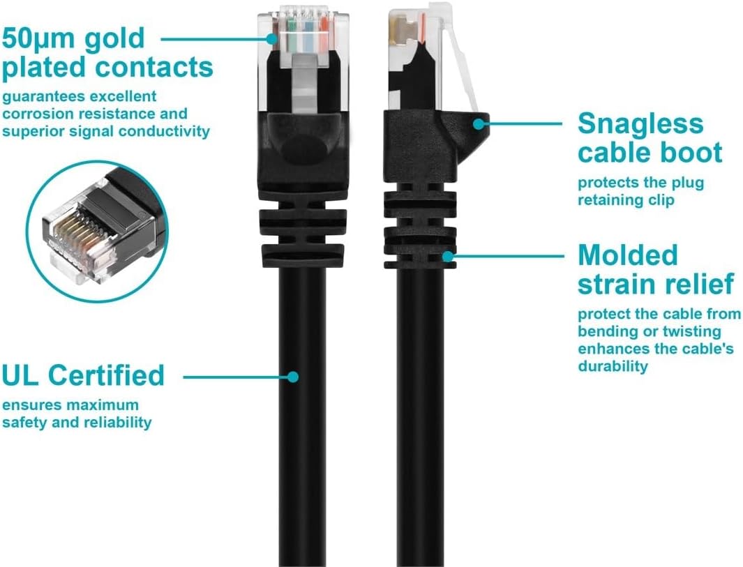 Monoprice 100FT 24AWG Cat5e 350MHz UTP Ethernet Bare Copper Network Cable - Black