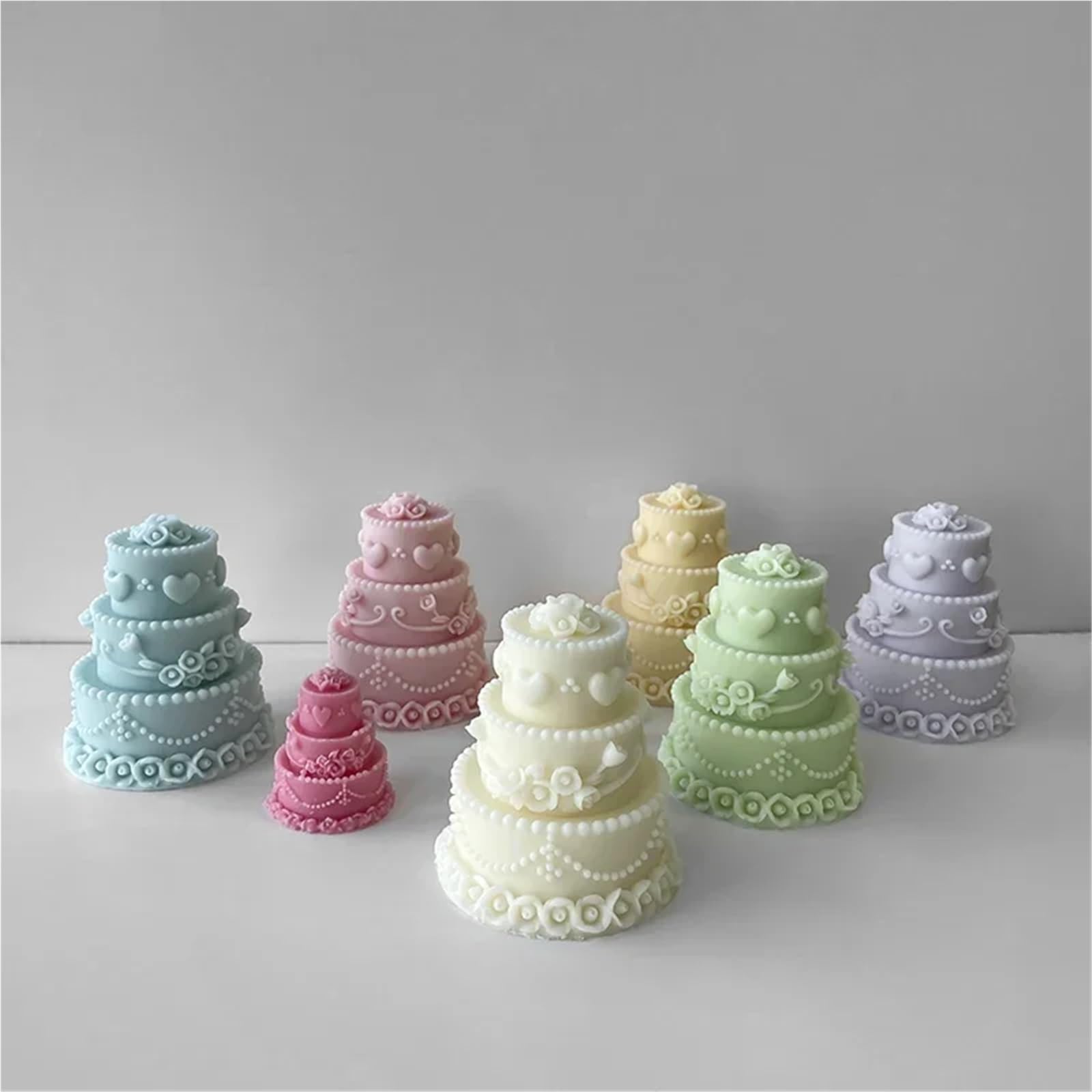 Moule à gâteau d'anniversaire en Silicone, faire soi-même, plâtre de bougie, multicouche 3D, outils cuisson gâteaux au sucre, bonbons chocolat, 2 pièces Pour Bougie(S)