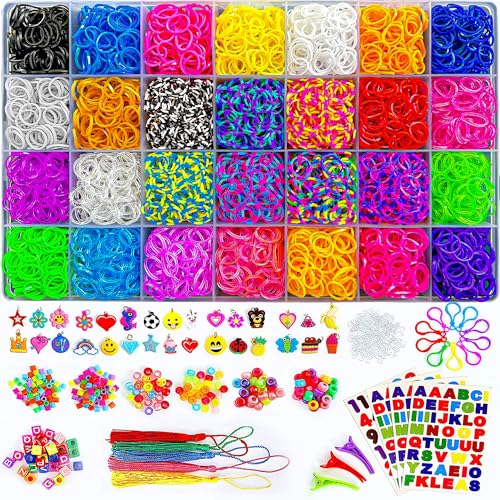 Momo's Den Rubber Band Bracelet Kit Rainbow Color Bands Bracelet Making kit Rubber Band 12100+ Loom Bracelet Kit, Big Giftable Case with Premium Quality Accessories, 28 Colors Refill Kit Boy & Girl