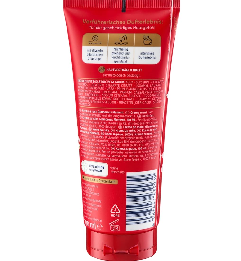 3 teilege set ;Balea Bodylotion Parfum Glamorous Moment, 200 ml + Handcreme Glamorous Moment, 100 ml + Parfum Bodyspray Glamorous Moment, 200 ml + Bonus: 1x Silikonschwamm