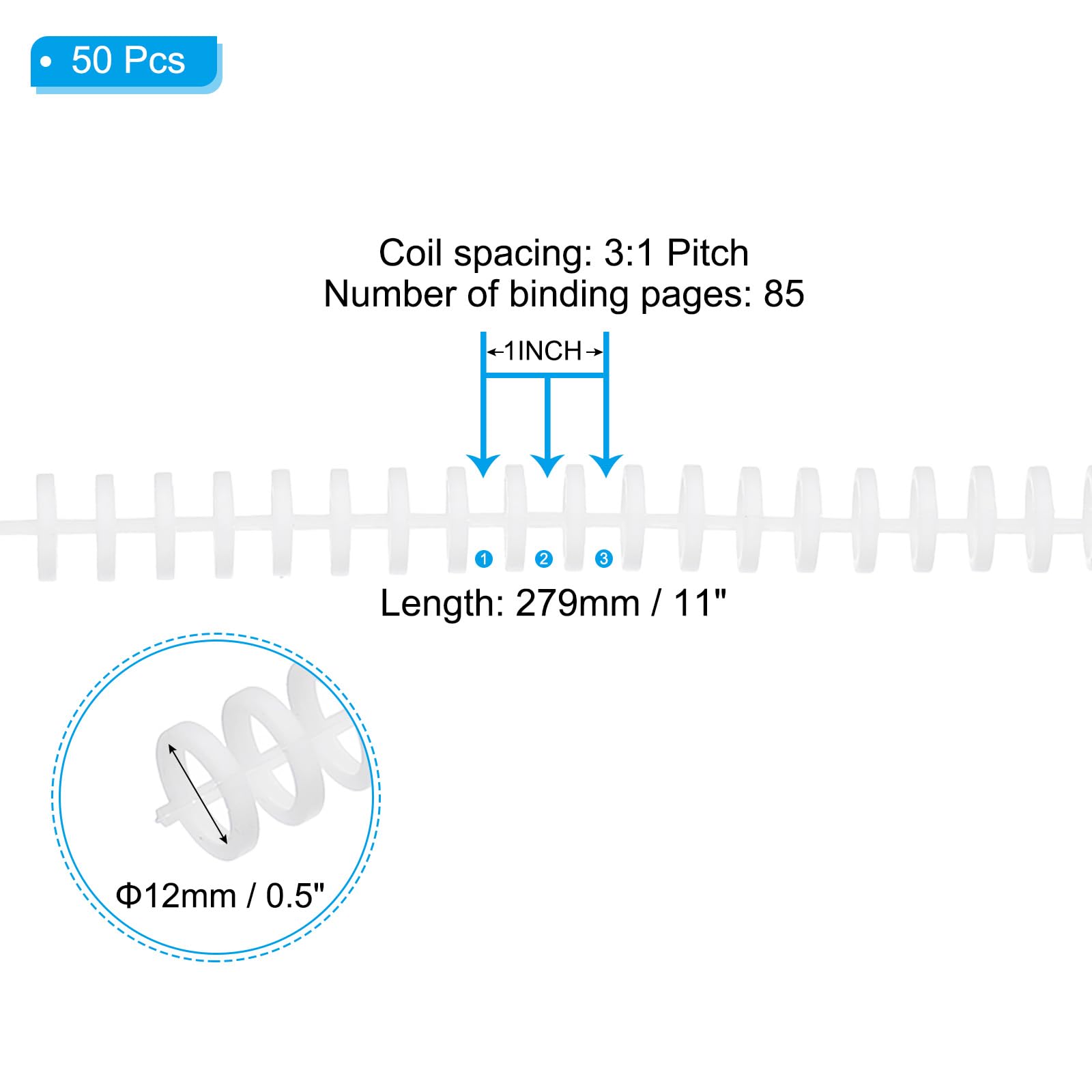 PATIKIL 12mm(1/2") Plastic Spiral Binding Coils - Image 2