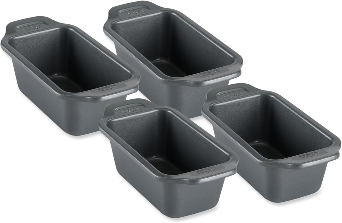 All-Clad Pro-Release 4-Piece Mini Loaf Pan Set | Heavy-gauge aluminized steel with ceramic-reinforced nonstick, even baking & release, Dishwasher Safe, Oven Safe up to 450F