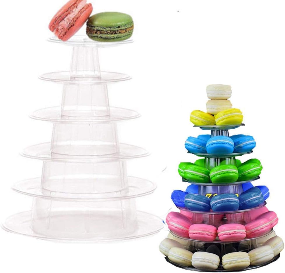 Kithing 6 Tiers Round Macaron Tower Stand Cake Display Rack Cupcake Stand Desserts Display for Wedding Birthday Decor