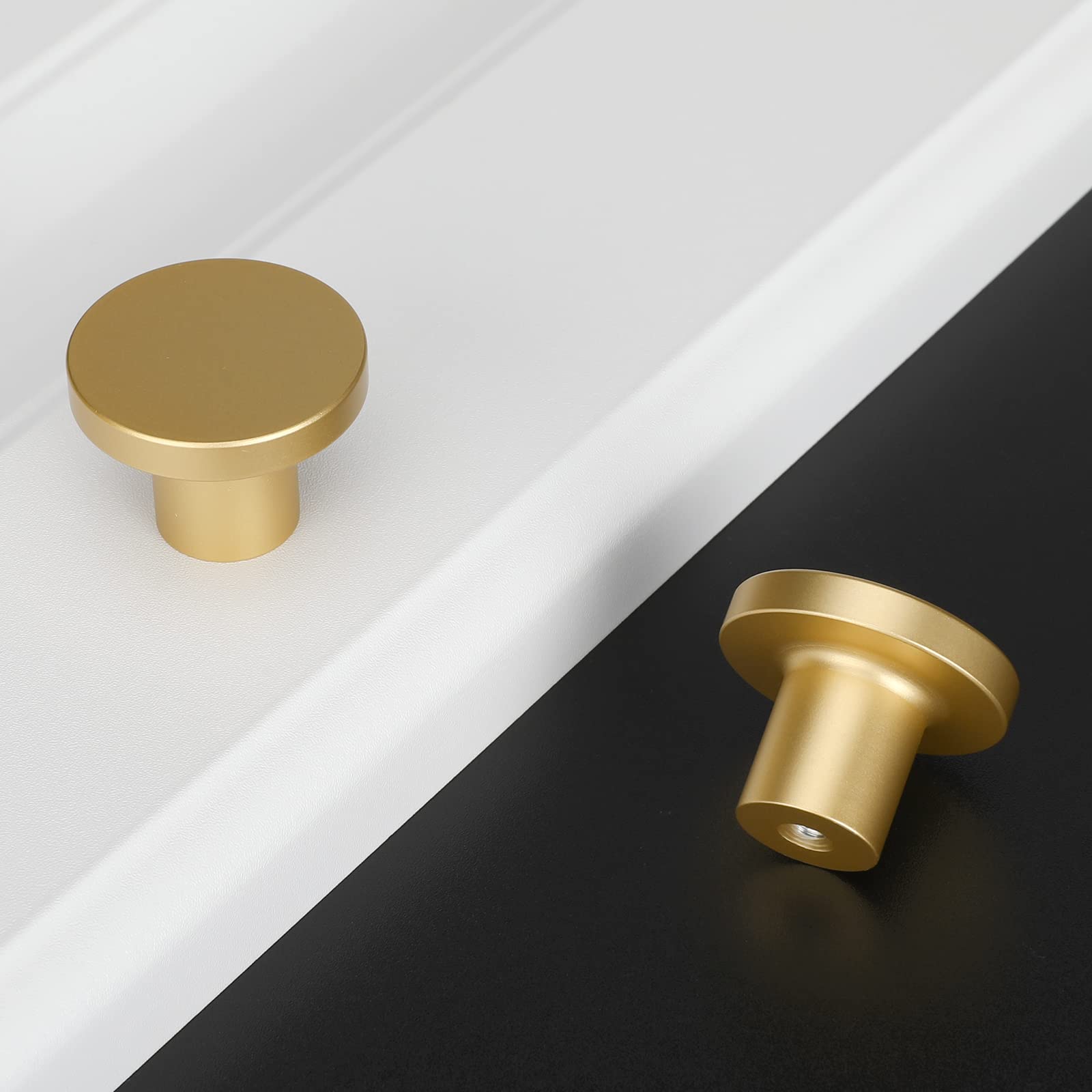 LONTAN 12 Pack Gold Drawer Knobs Gold Kitchen Knobs Round Cabinet Drawer Hardware Brass Cupboard Door Hardware Aluminum Alloy for Wardrobes Furniture - Image 3