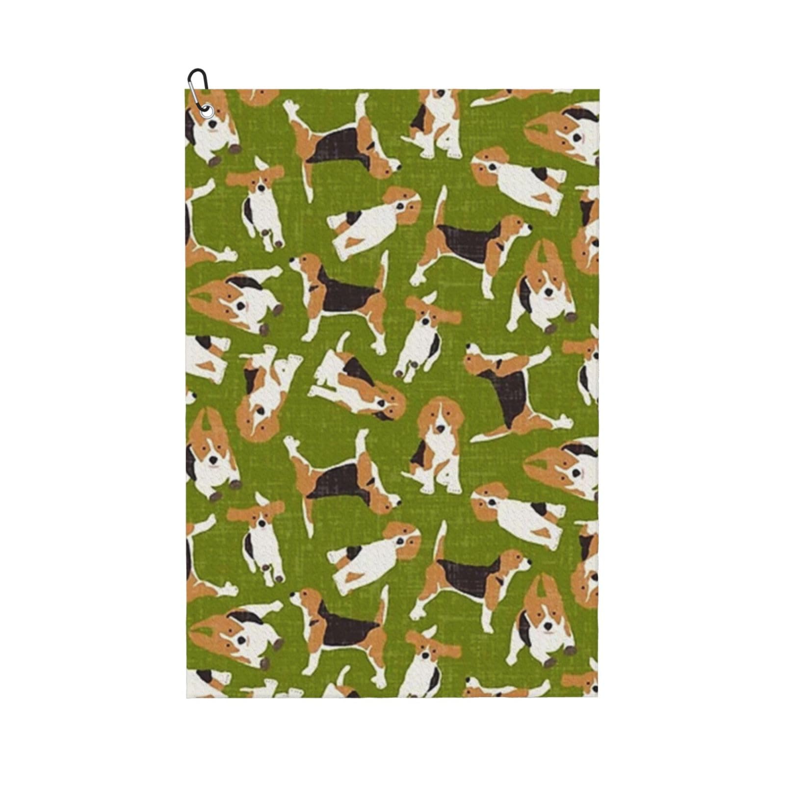 Hnnkloy Beagle Scatter Green, 16x24 in Portable Waffle Golf Towels with Carabiner Clip for Golf Bag