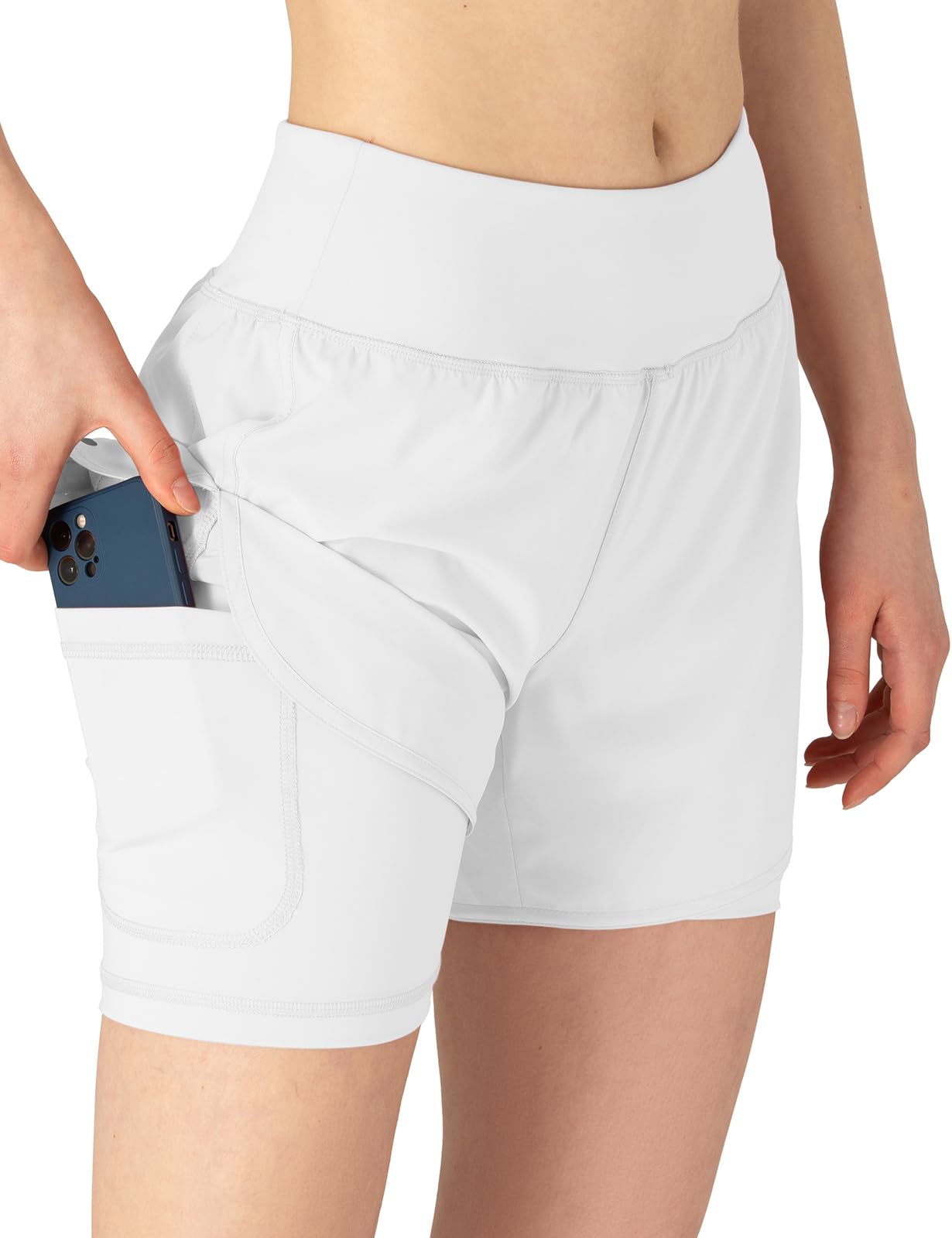 donhobo Pantaloncini Sportivi da Donna Estivi 2 in 1, ad Asciugatura Rapida, da Corsa, Fitness, Yoga, Jogging, Sport