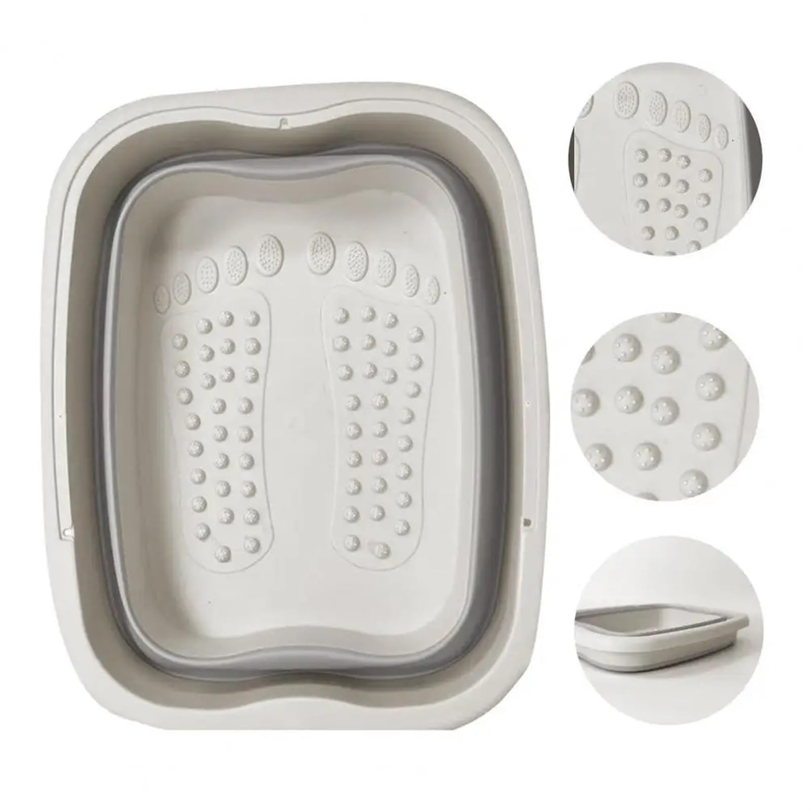 Cubo Plegable Para Remojo De Pies Cubo plegable for remojo de pies, lavabo baño for , plástico portátil for Camping, cocina, fruta, exterior, 2 uds(Grey)