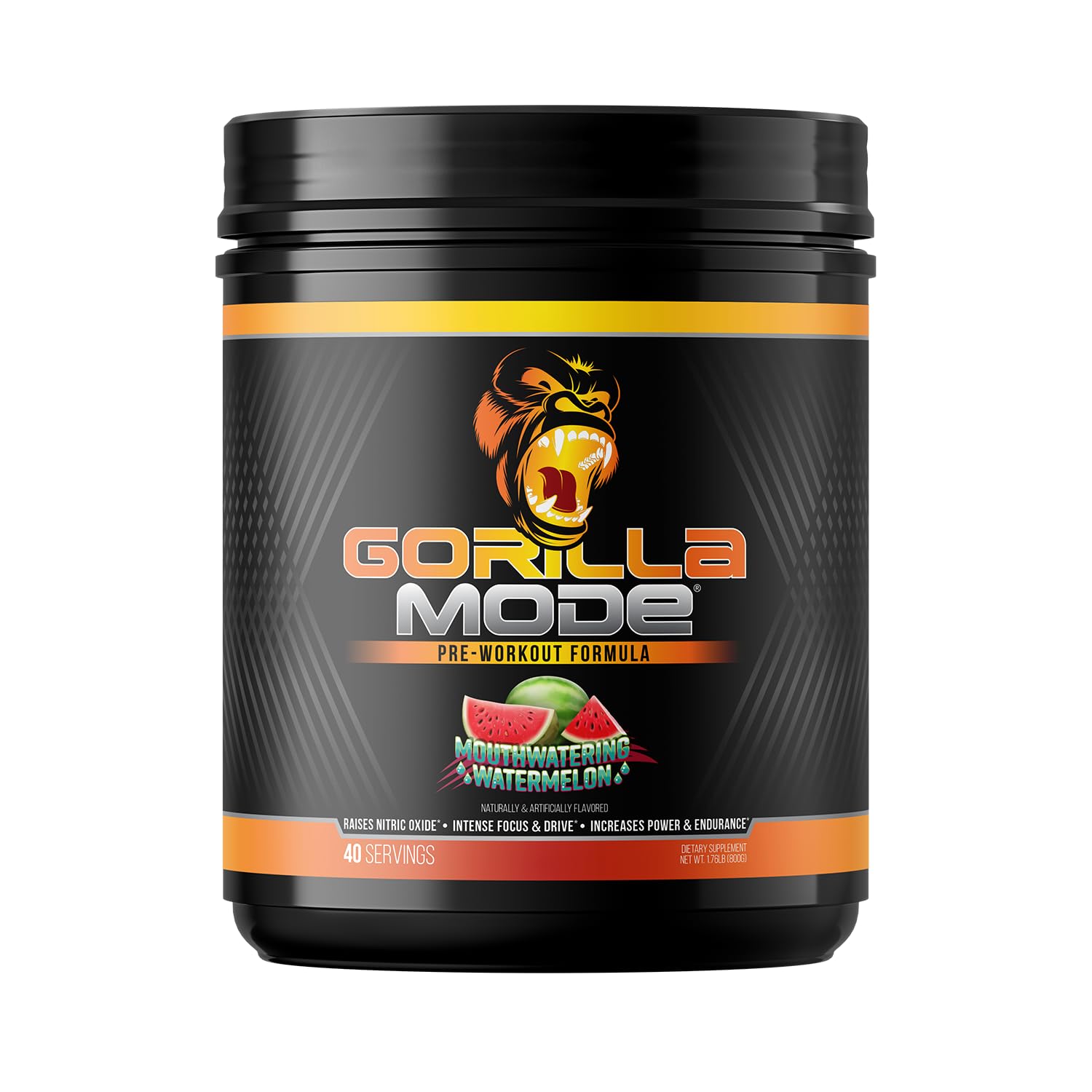 Gorilla Mode Pre Workout - Massive Pumps · Laser Focus · Energy · Power - L-Citrulline, Creatine, GlycerPump™, L-Tyrosine, Agmatine, Kanna, N-Phenethyl Dimethylamine Citrate - 590 Grams (Watermelon)