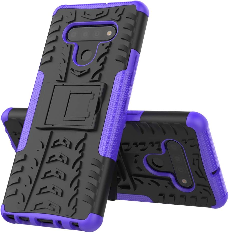 SKTGSLAMY Stylo 6 Case, with HD Screen Protector, [Shockproof] Tough Rugged Dual Layer Protective Case Hybrid Kickstand Cover for Stylo 6 (Purple)