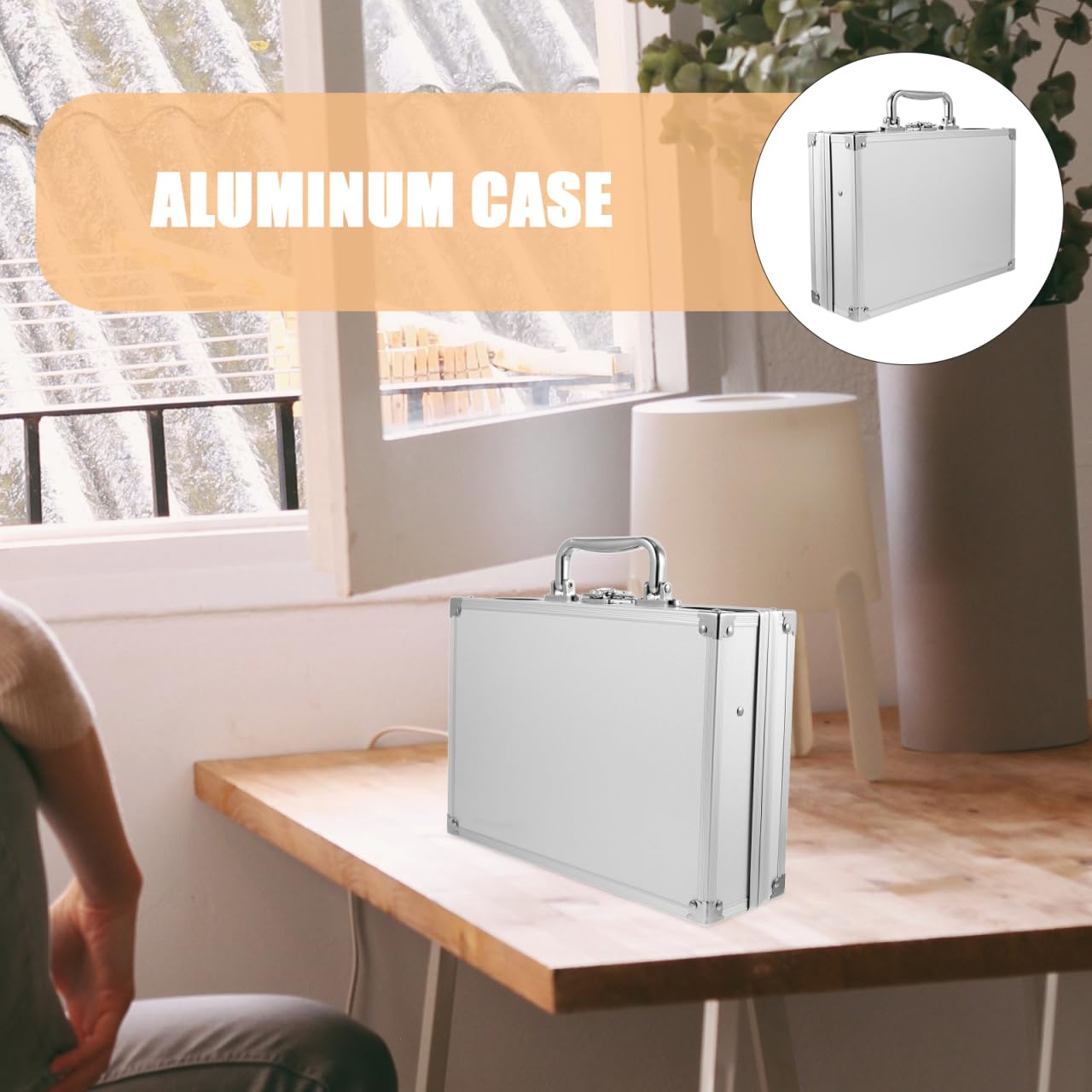 Housoutil Caja de almacenamiento de instrumentos de metal, maletín de herramientas para hombres, maletín de aluminio, maletín de transporte de aluminio, maletín de aluminio, maletín de metal, maleta,