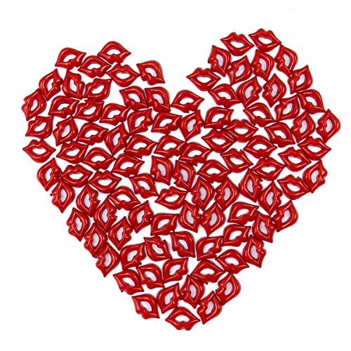 AUEAR, Pack of 100 Acrylic Flatback Lip Pendent Sexy Kiss Charms Jewelry Making Accessories for Scrapbook Arts DIY Crafts Red