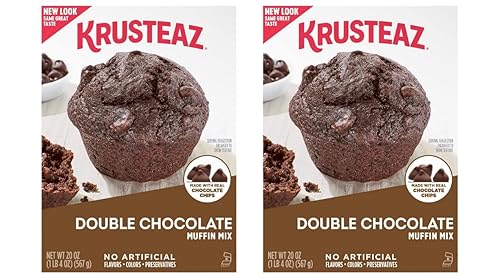 Krusteaz Mezcla de muffins, mezcla de muffins de chocolate doble, hecha con chispas de chocolate reales y sin sabores, colores o conservantes