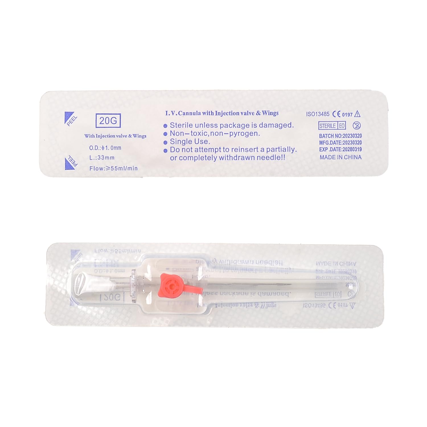 VNisenllc Disposable I.V. Cannula Injection Catheter with Wing for Pet Dog Cat Animals Veterinary Supplies, 50pcs 20G Pink