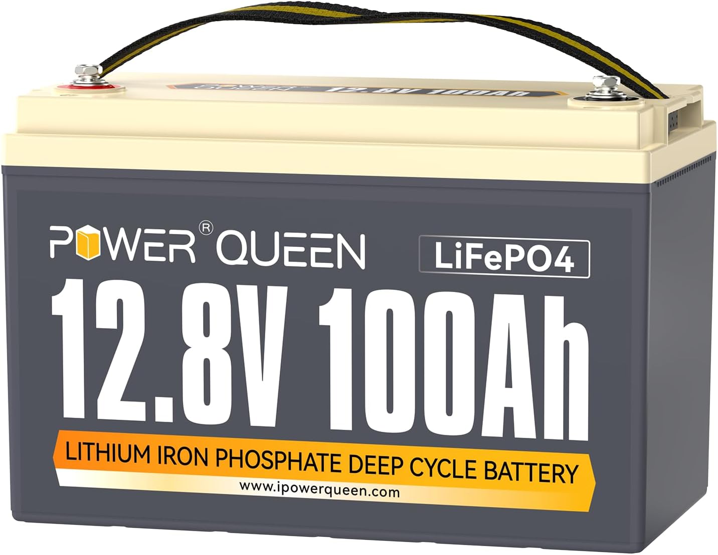 Power Queen 12V 100Ah LiFePO4 Battery, Group 31 Lithium Battery with 1280Wh Energy and BMS Protection, Up to 15000 Deep Cycles for RV Trailer, Solar Off-Grid, Marine