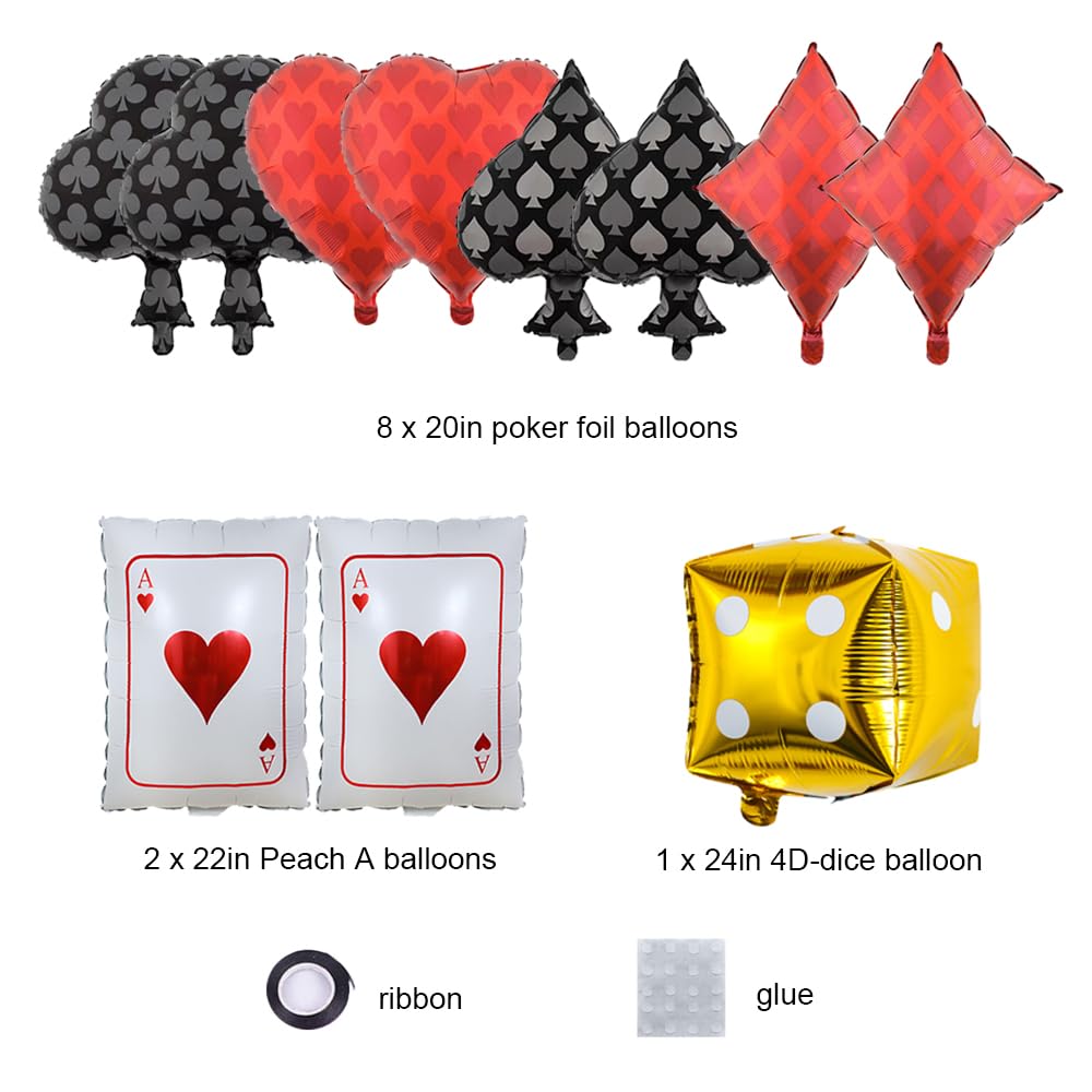 Yukiner Poker Balloon 24Inch Pack of 11 Casino Theme Balloons for Casino Night Party Decorations Dice and Cards Game Deco Las Vegas Events Supplies - Image 2