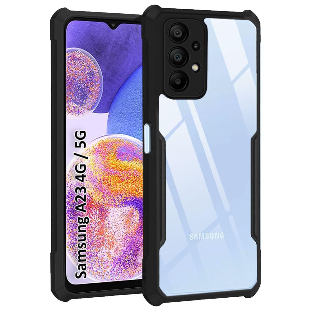TheGiftKart Shockproof Clear Back Cover Case for Samsung Galaxy A23 4G / A23 5G | 360 Degree Protection | Hard Transparent Back Cover Case for Samsung A23 4G / A23 5G (PC & TPU, Black Bumper) (B09Y39GB43) Amazon Price History, Amazon Price Tracker