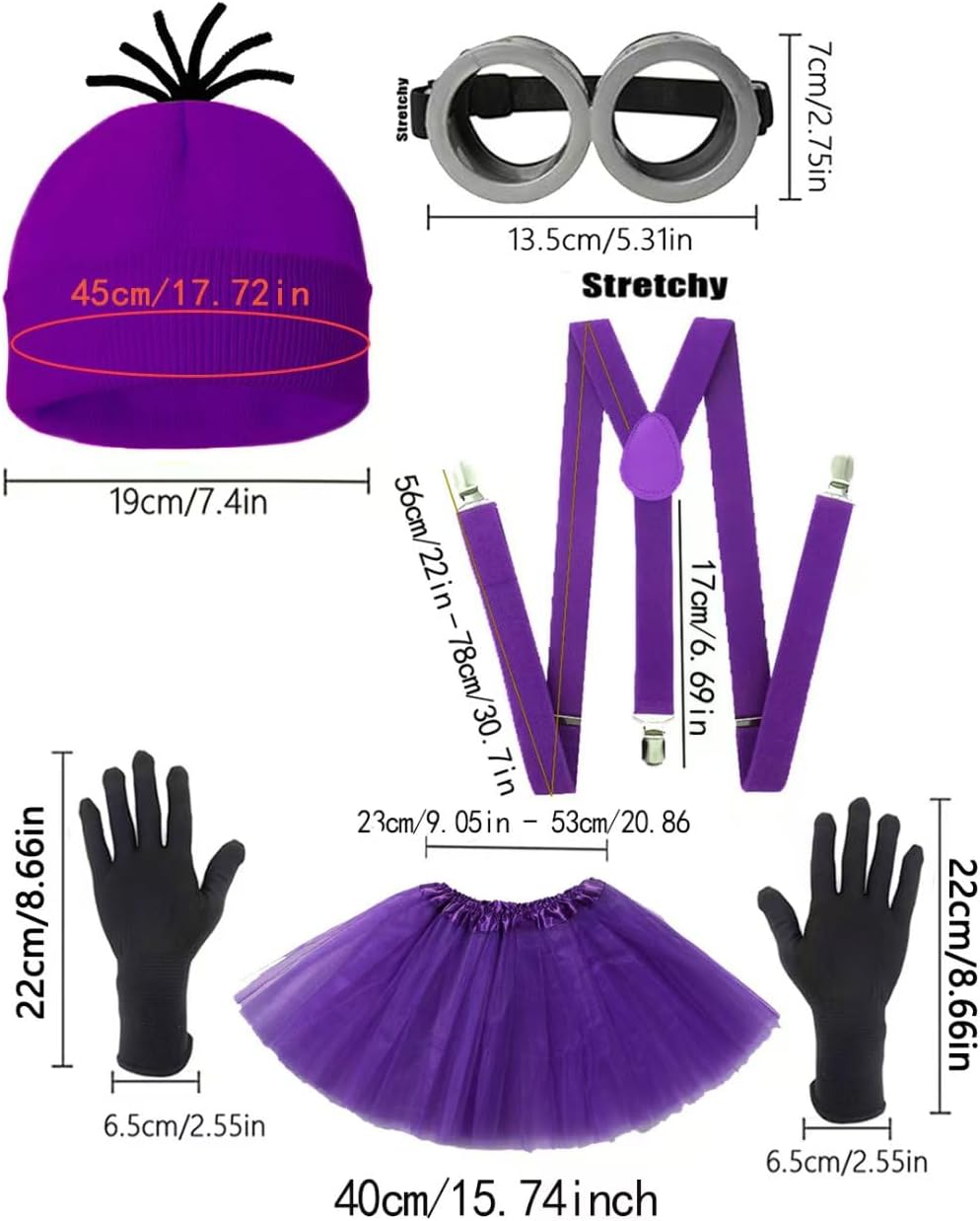 5PCS Purple Halloween Costume Accessories for Women,Halloween Cosplay Party Set Easy to Wear - Image 2