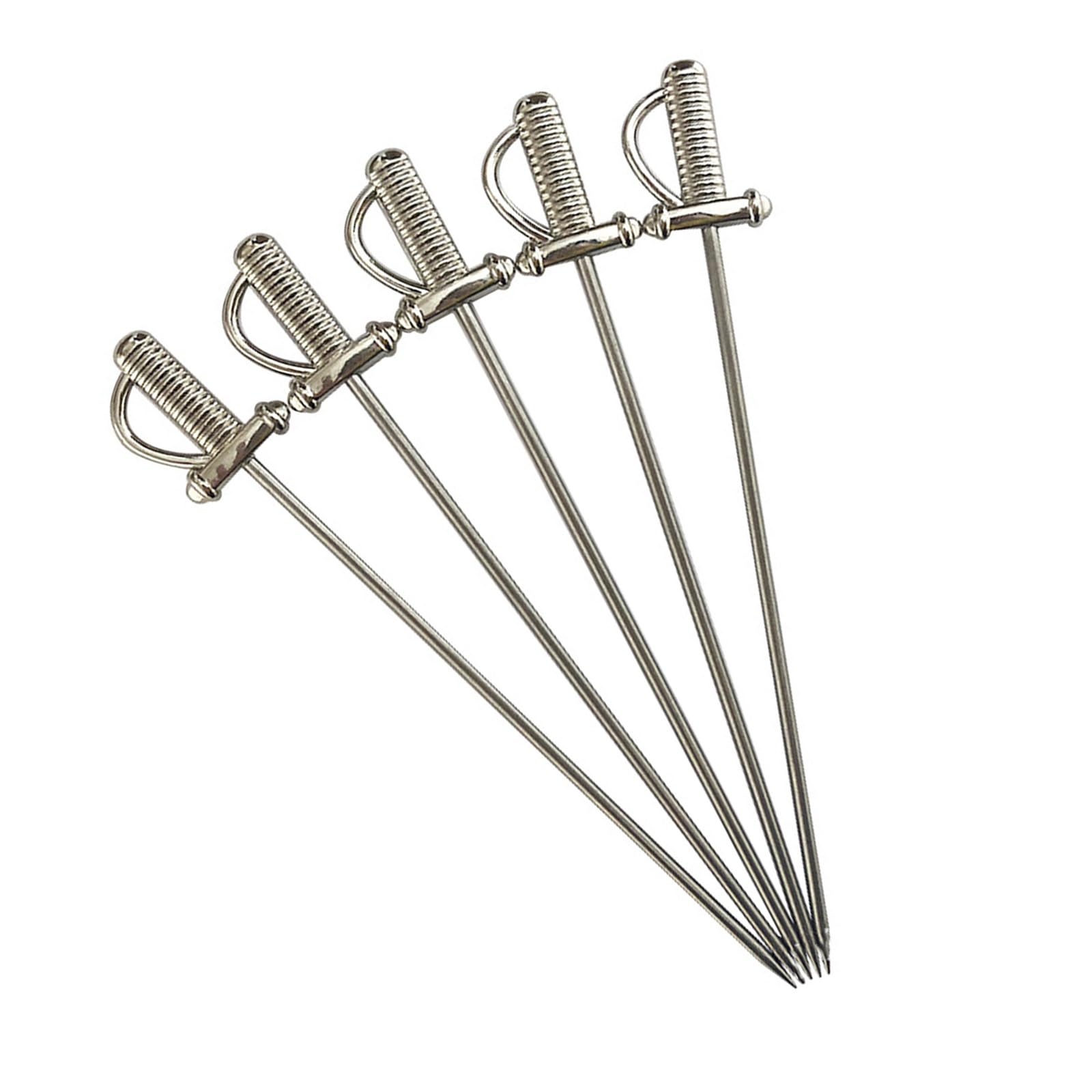 Kalttoy 5 Piece Stainless Steel Portable Cocktail Skewers Rustproof Metal Fruit Picks Elegant Shape for Snacks Stainless Steel Cocktail Picks Party Appetizer Skewers Appetizer