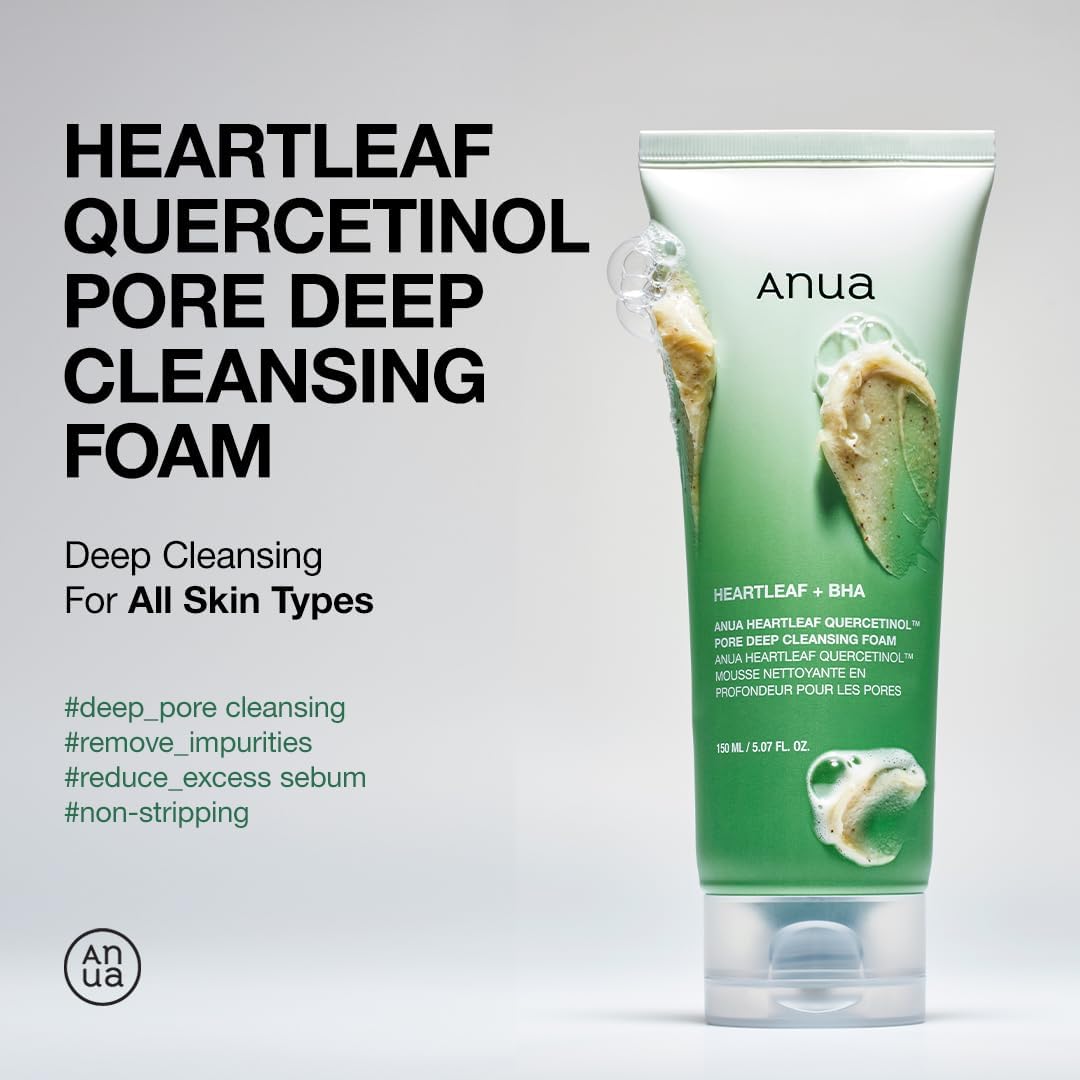 Anua Mild Double Cleanser Duo for Facial wash : Heartleaf Pore Control Cleansing Oil Mild & Heartleaf Quercetinol Pore Deep Face Wash for Double Cleansing Routine, Korean Skincare