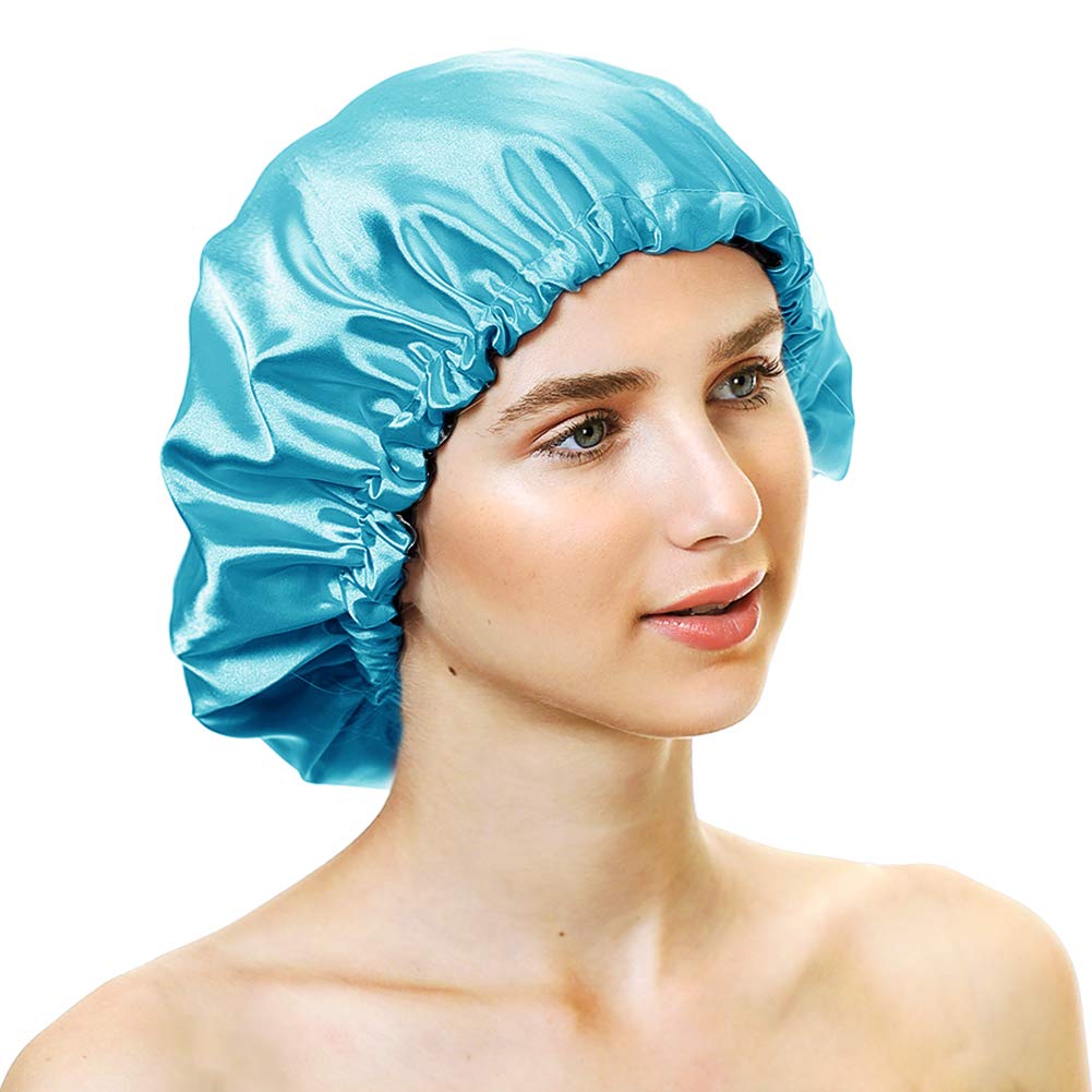 Extra Large Adjustable Double Layer Satin Hair Bonnets with Drawstring for Women Night Sleeping Long Silky Satin