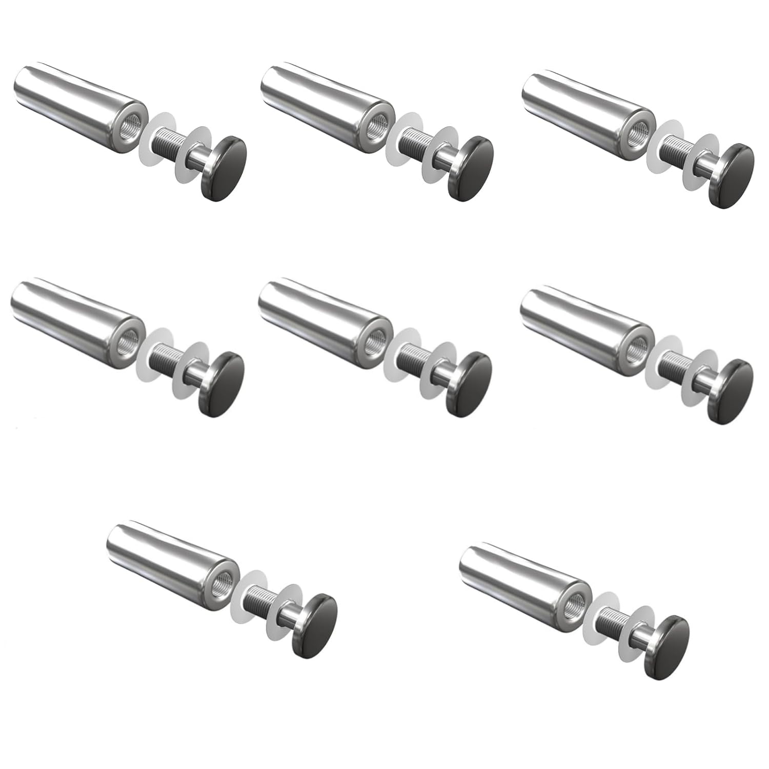Entretoise de Verre,Entretoise Inox,Supports de Panneaux,Support Vis Publicité,Acier Inoxydable Publicité Vis (19x70 MM - 8 Pièces)