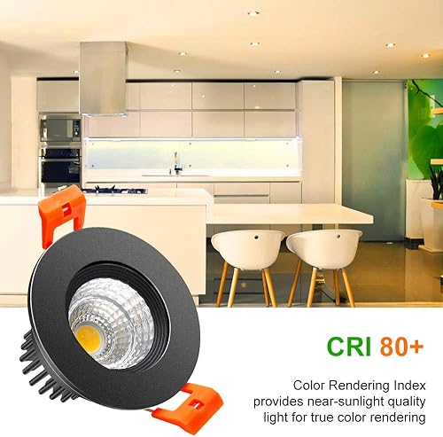 Miniatura 5 de LightingWill Downlight LED regulable de 2 pulgadas, luz de techo empotrable COB de 3 W, blanco cálido 3000K-3500K, CRI80, equivalente a bombillas
