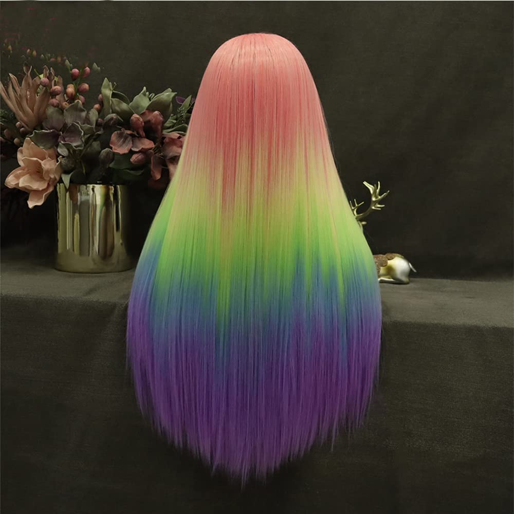 Amazon.com : IMSTYLE Rainbow Colorful Lace Front Wigs  display picture 3