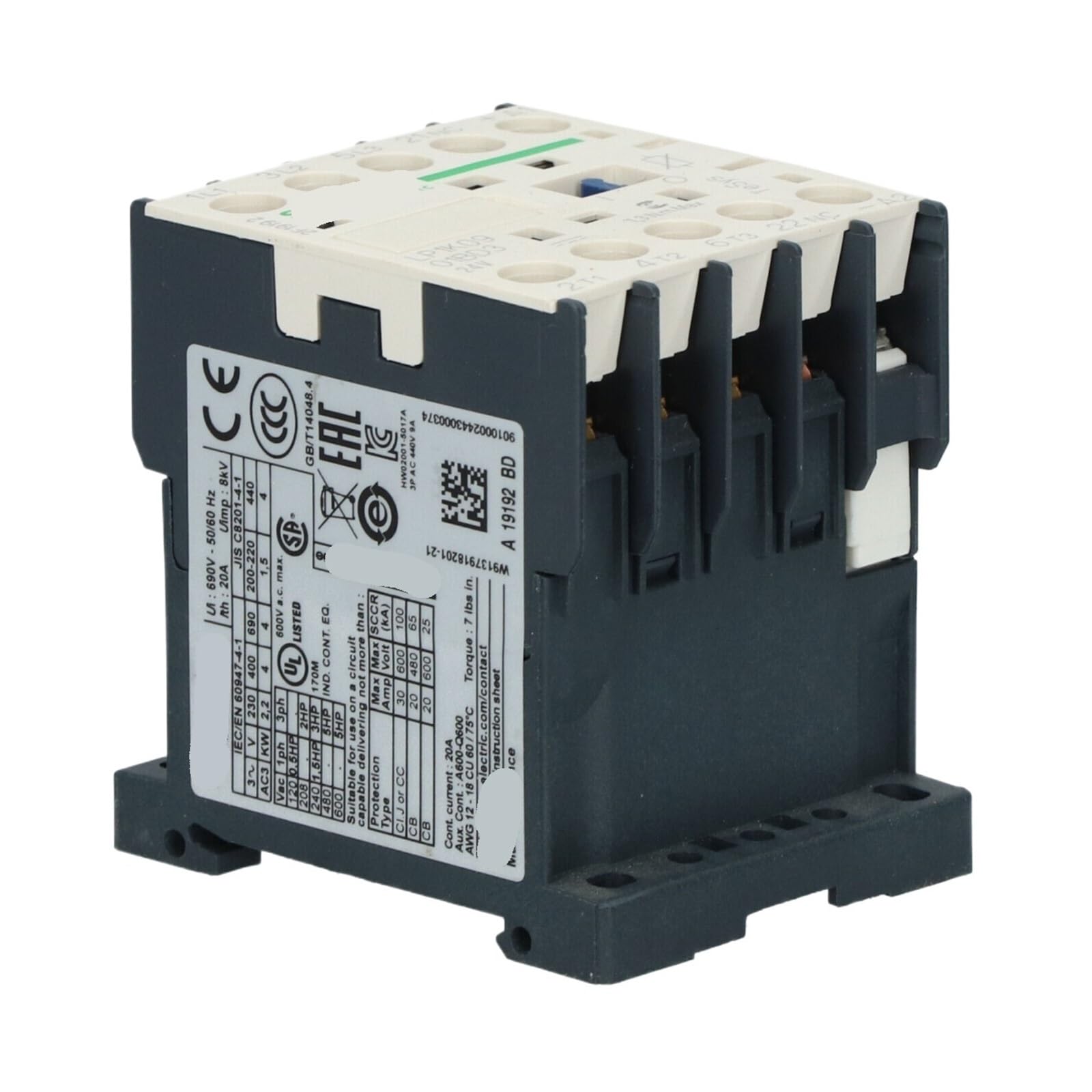 Contacteur LP1K0901BD3 9A avec contact auxiliaire NF intégré pour automatisme