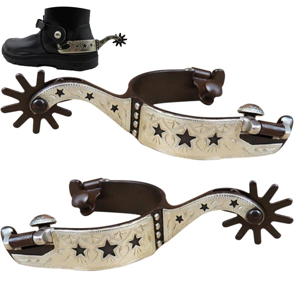 1 Par De Espuelas para Botas De Montar, Espuelas De Caballo De Vaquero De Acero Carbono Occidental, Equipo para Entrenamiento Ecuestre, Espuelas De Vaquero para Caballo