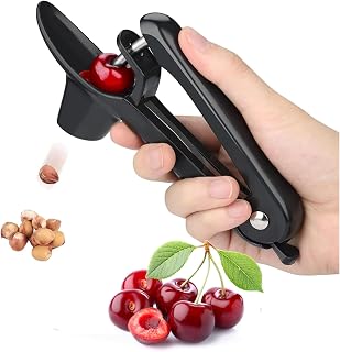 Cherry Pitter pitter & Corer - Professional Grade Fruit Pitting Tool with Ergonomic Push Handle & Lock Design, Effortless Cherry Pitting for Jams, Pies, Baking - Dishwasher Safe & Space Saving (A)