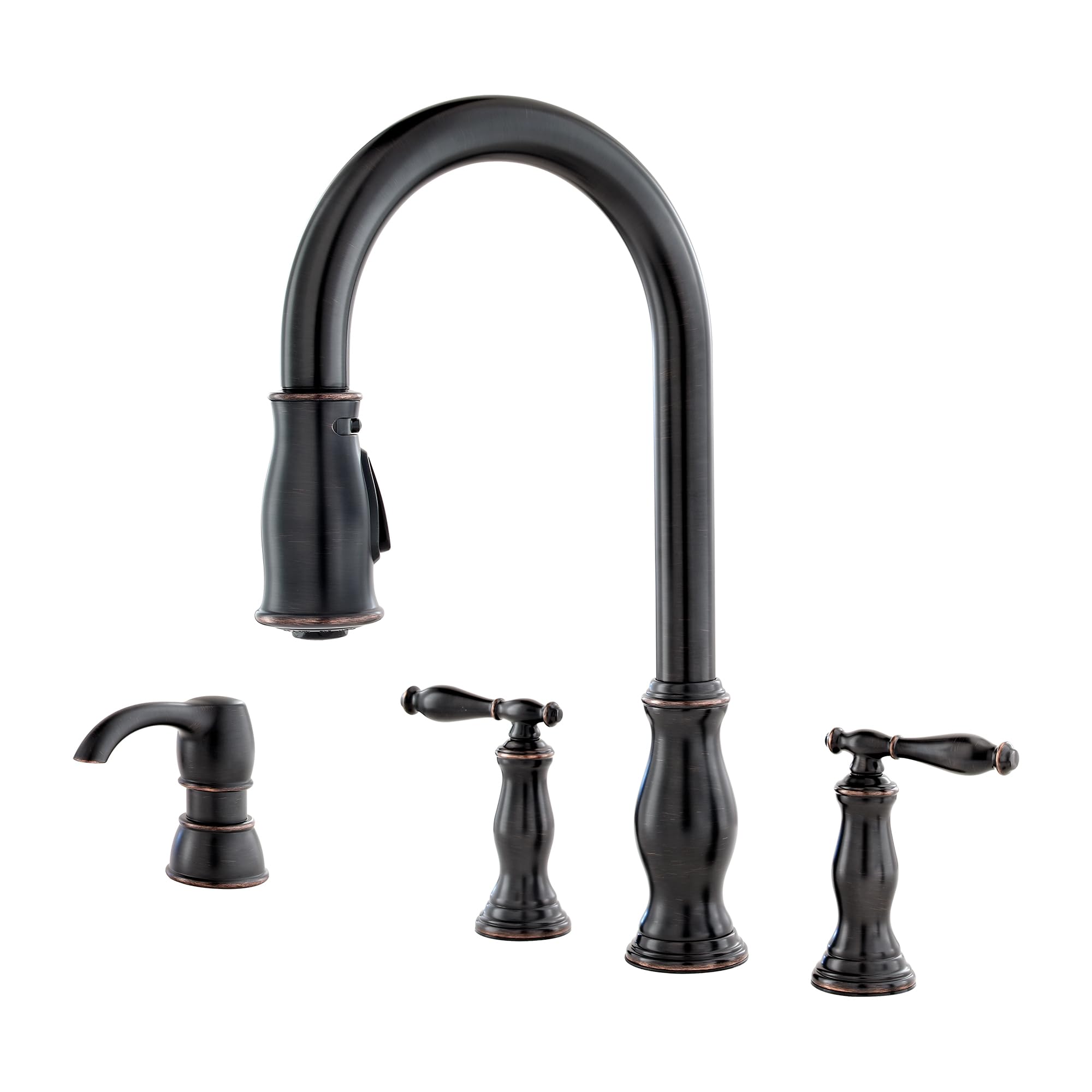 Pfister Hanover Kitchen Sink Faucet with Pull Down Sprayer and Soap Dispenser