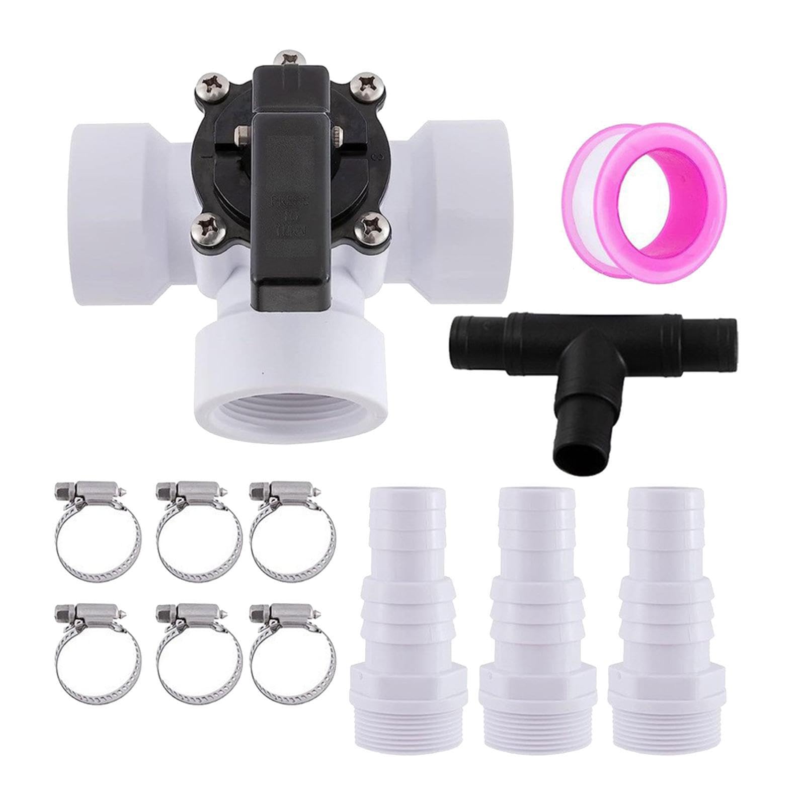 Adaptador de Manguera con válvula desviadora de Piscina, práctico y desviador de 3 vías para una práctica conexión de tubería de PVC.