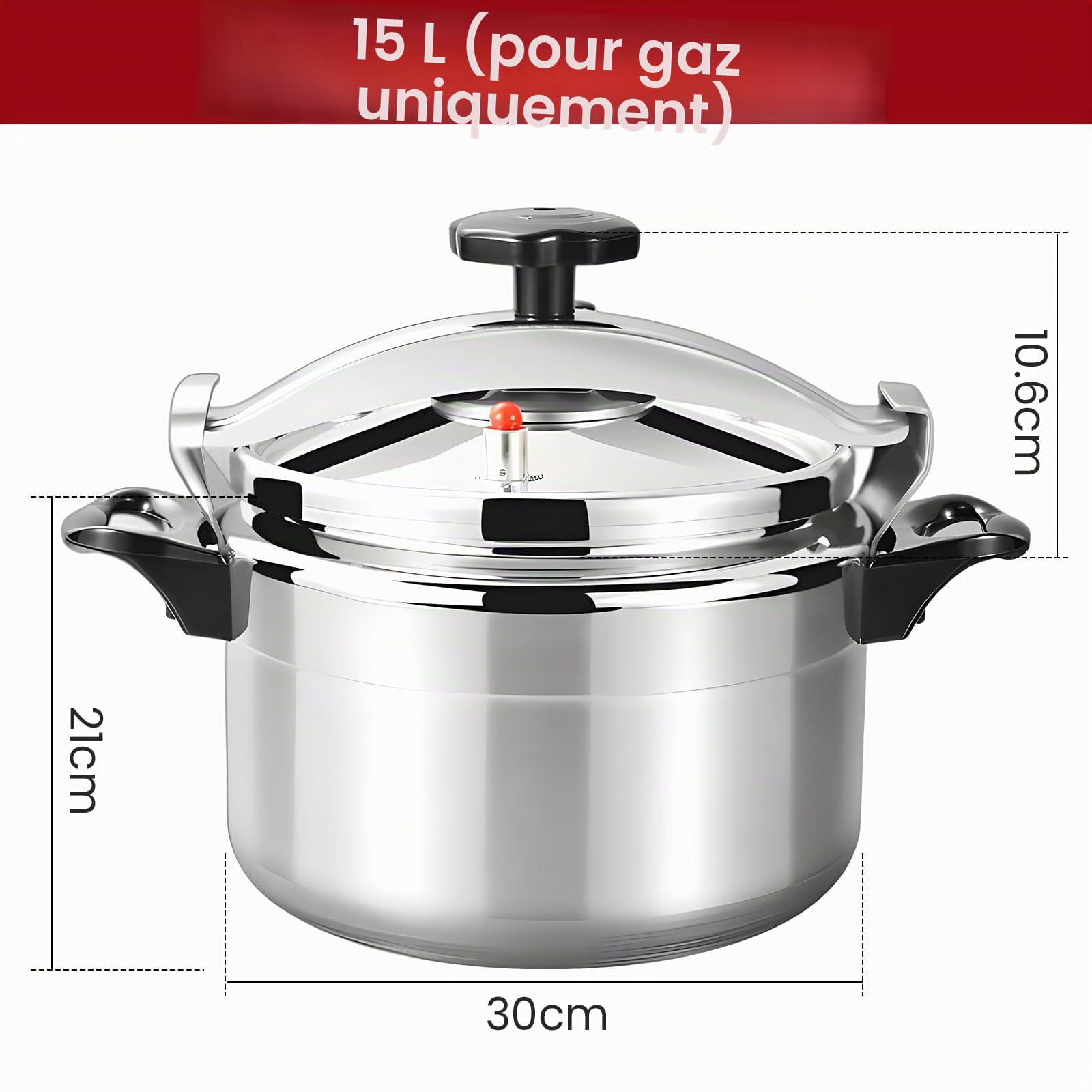 Cocotte Minute 7L/9L/11L/15L, Autocuiseurs Professionnels Aluminium avec Système Couvercle à Verrouillage Sécurisé, Double Poignée, Multicuiseur à Cuisson Convient pour Cuisinière à Gaz (15L)