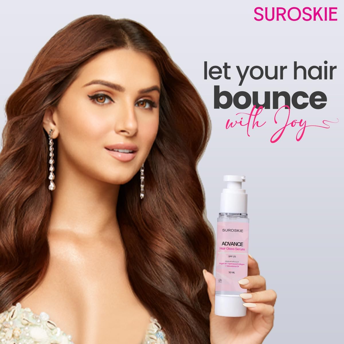 SUROSKIE Advance Glass Hair Serum 50ml | Hydrolyzed Collagen & Argan Oil | Instant 20x shine, frizz free hair (Upto 72 hrs) | Heat Protection up to 230° Celsius | Serum For dry frizzy hair | Women & Men SUROSKIE Advance Glass Hair Serum 50ml | Hydrolyzed Collagen & Argan Oil | Instant 20x shine, frizz free hair (Upto 72 hrs) | Heat Protection up to 230° Celsius | Serum For dry frizzy hair | Women & Men