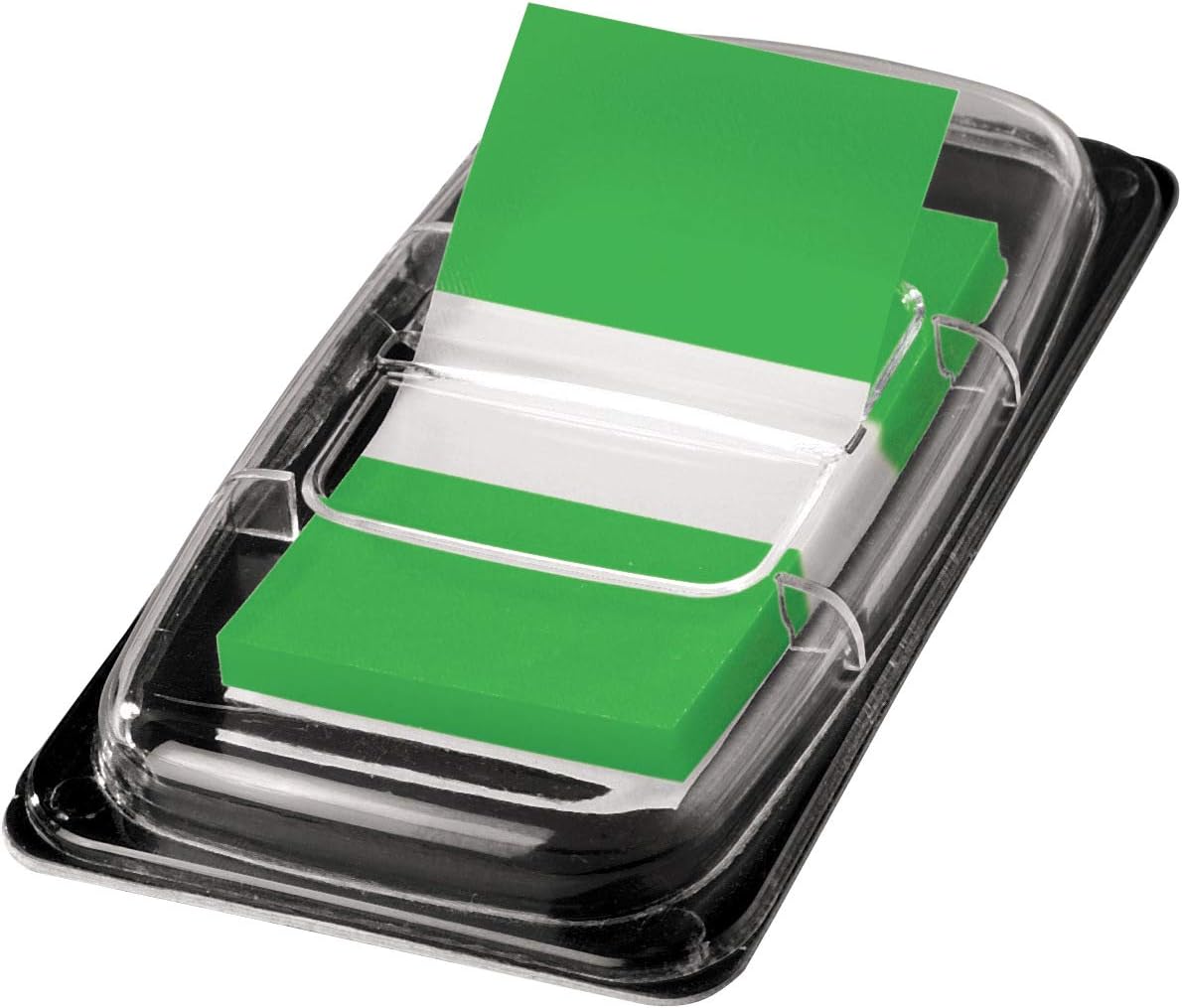Sigel HN493 Z-Markers, Sticky Flags, Page Markers, Index Tab Flags, Film, Removable, Transparent with Green tip, 0.98 x 1.69 inches, 50 Strips in a Convenient Mini-Dispenser