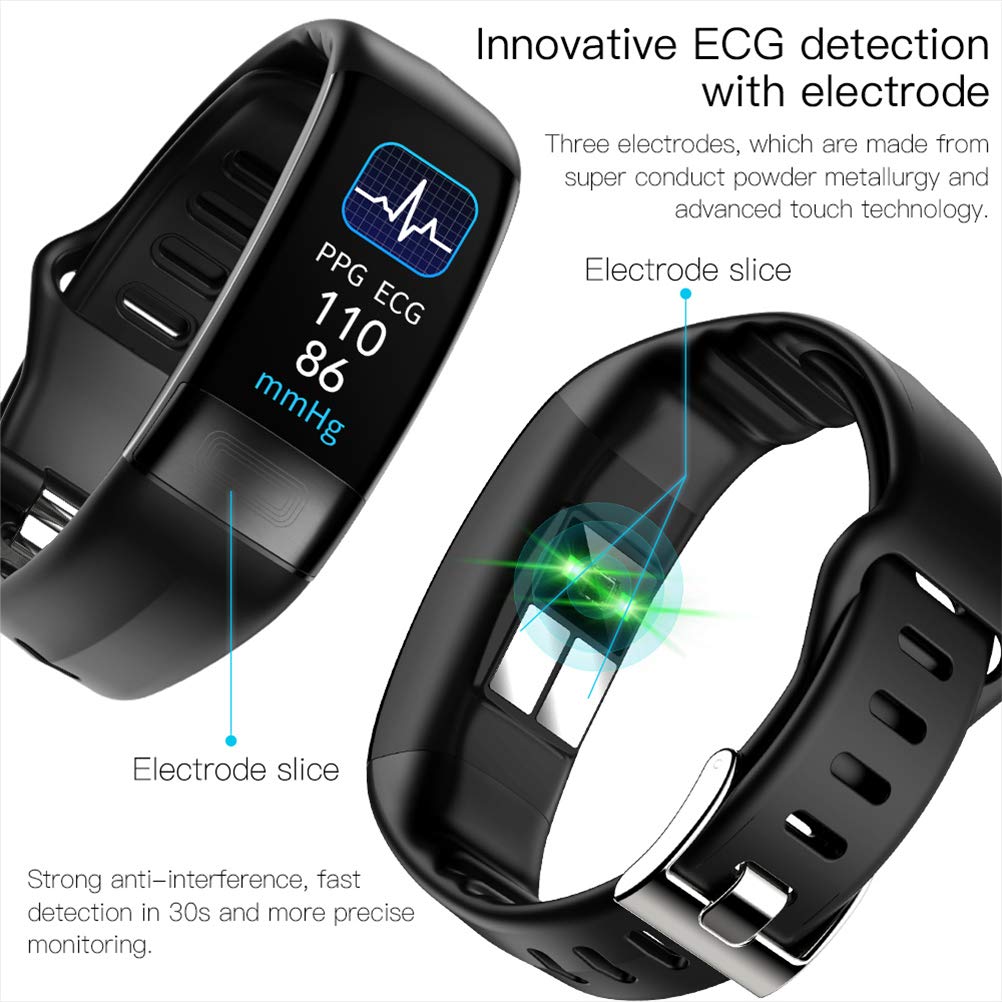 ECG + PPG Smart Watch, attività di Fitness Tracker con frequenza cardiaca Monitor Pressione sanguigna Blood Ossigeno Temperatura del Corpo Temperatura della modalità di Sospensione Pedometro,Blu