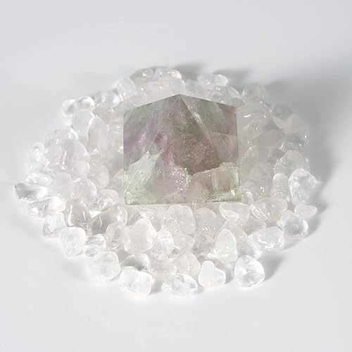 Miniatura 5 de Cristal curativo Pirámide de Fluorita Cristal Blanco Grava de Cuarzo Aguamarina Piedra Triturada para Expresión Positiva Inspirada