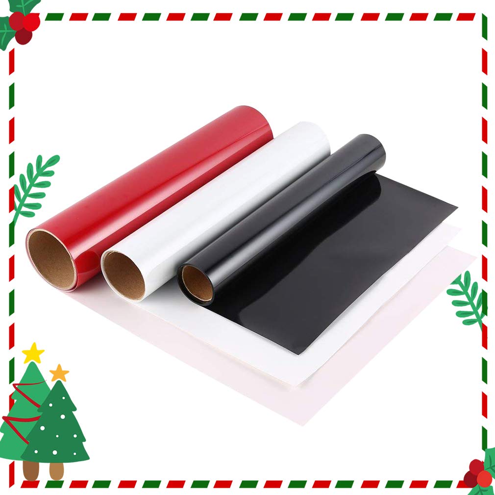Heat Transfer Vinyl Paper, Cuttable PU Film for Sport T Shirt, Cup, Mouse Pad, Jigsaw, Porcelain Plate, Ceramic, Glass, 30.5 * 152cm, Red, White and Black